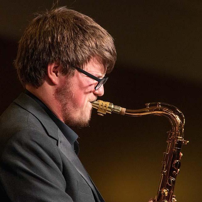 Saxophone player at the annual Jazz Festival