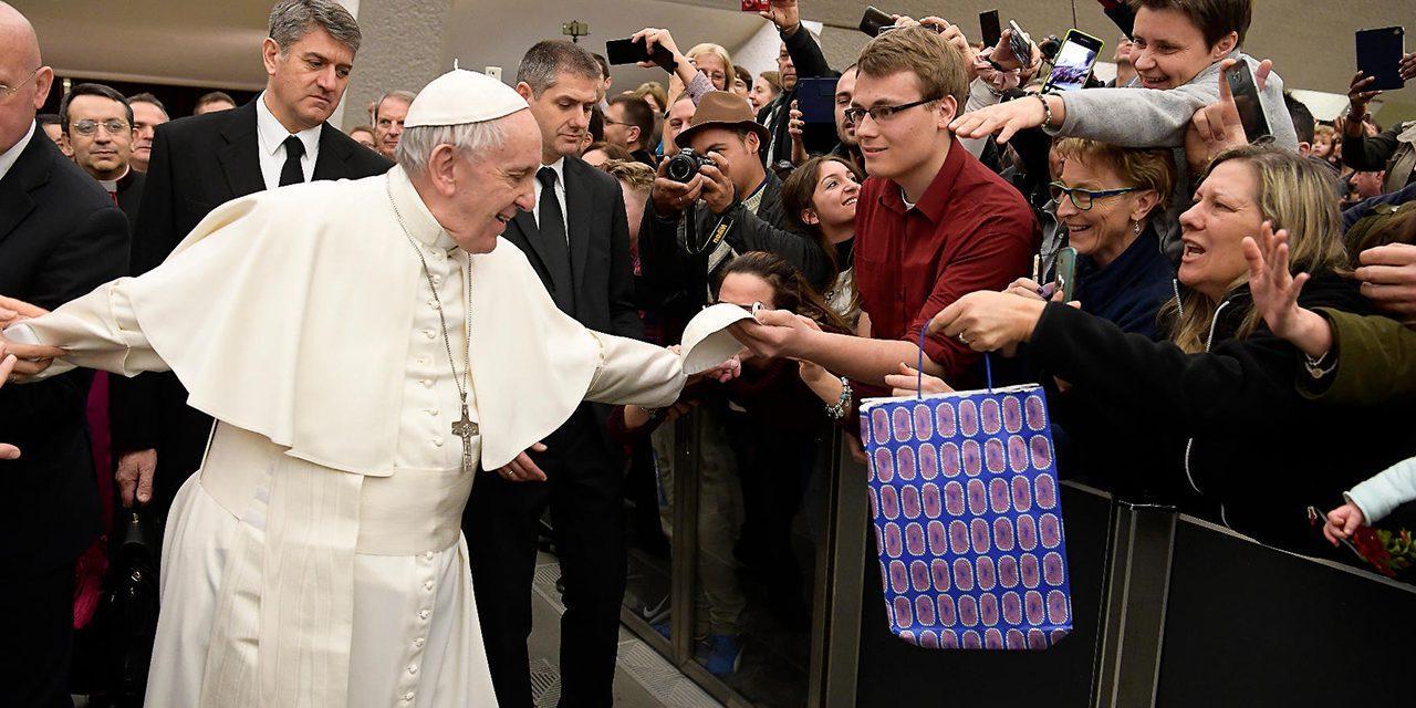 Pope Francis and University of Mary Student Exchange Zucchettos